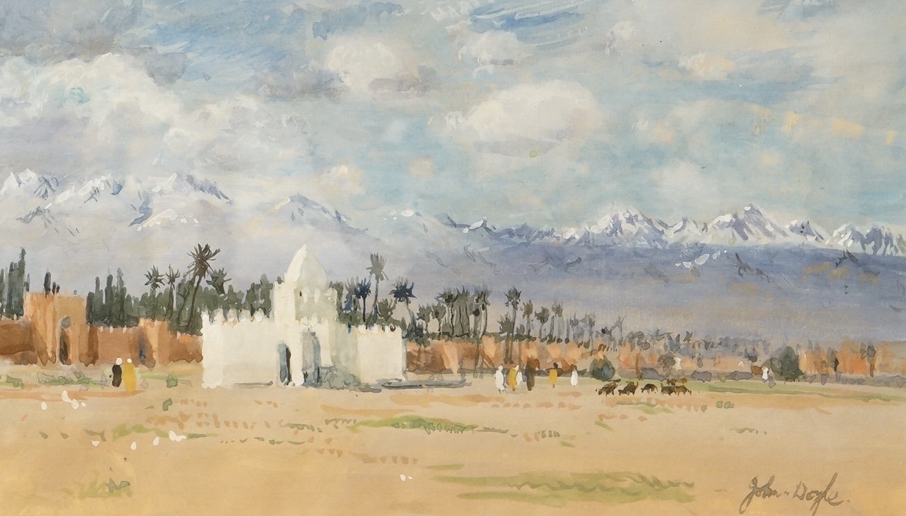 John Doyle (b.1928), Middle Eastern scene, signed, gouache, 18 x 30cm